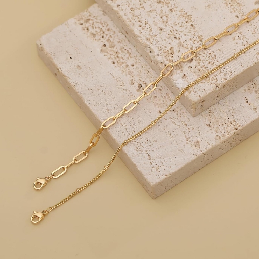 🆕 Bracelets 14K Gold Plated Stackable Bracelets Set of 2 - Picture 3 of 4
